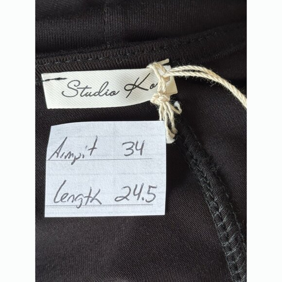 Studio Ko Clothing Bamboo Asymmetric Poncho Top One Size Black Soft Oversized - Picture 2 of 9